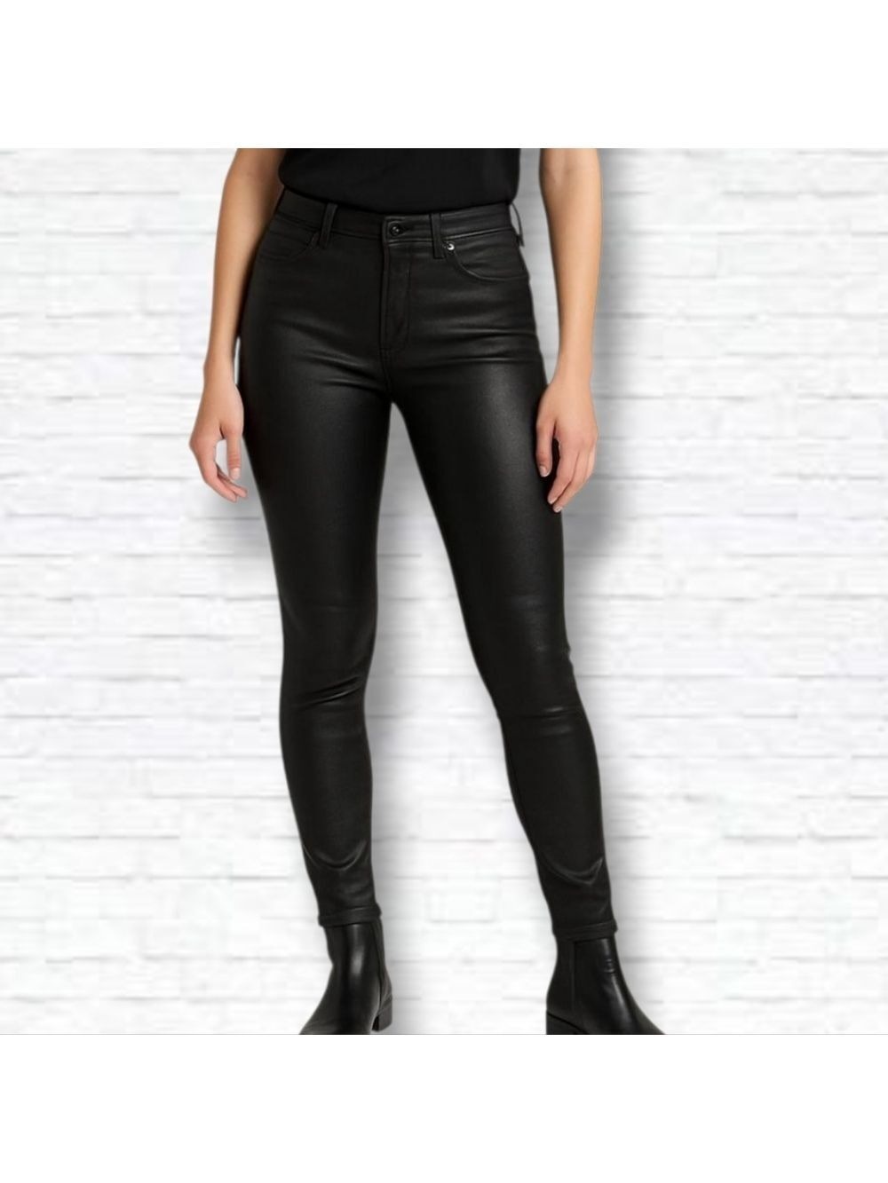 Joe's Jeans Coated Black Highrise Skinny Jeans Size 28
